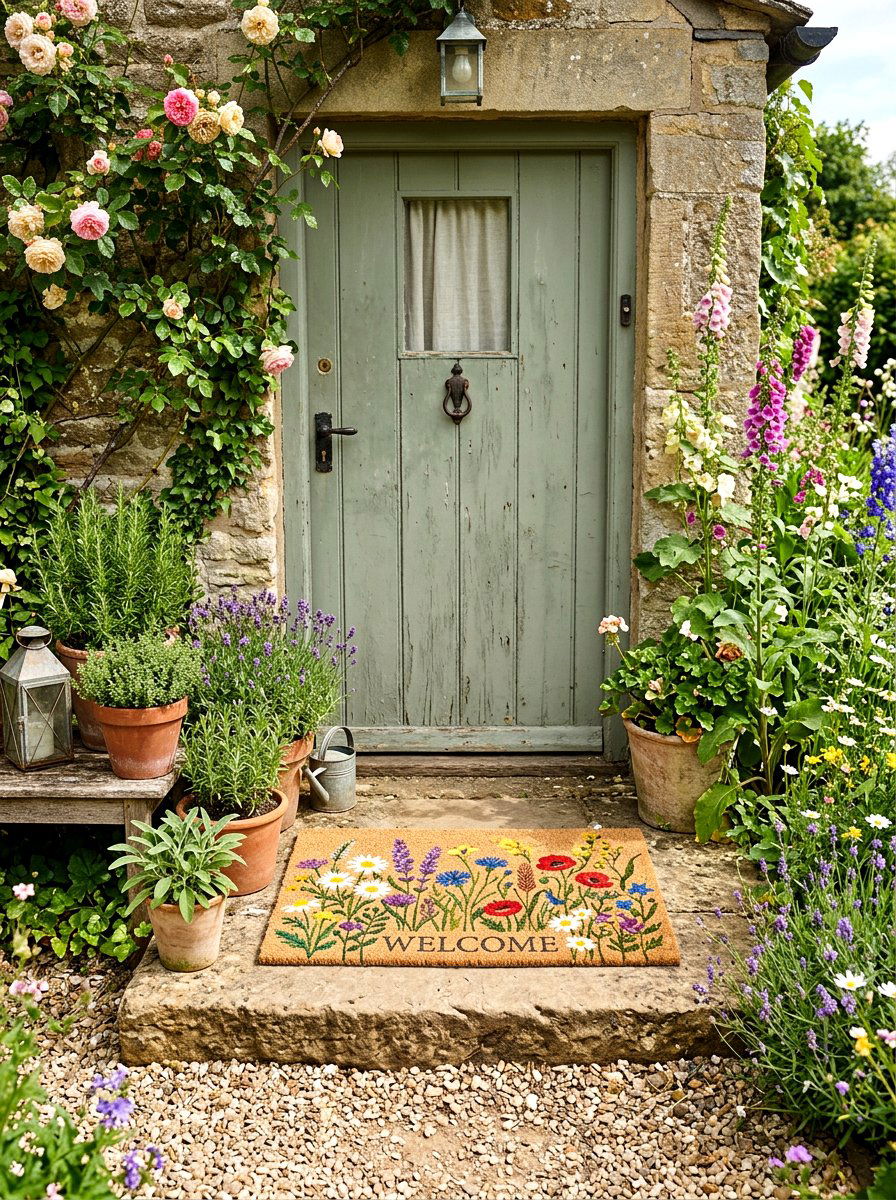 Wildflower botanical door mat - 25 Spring Welcome Mat Ideas