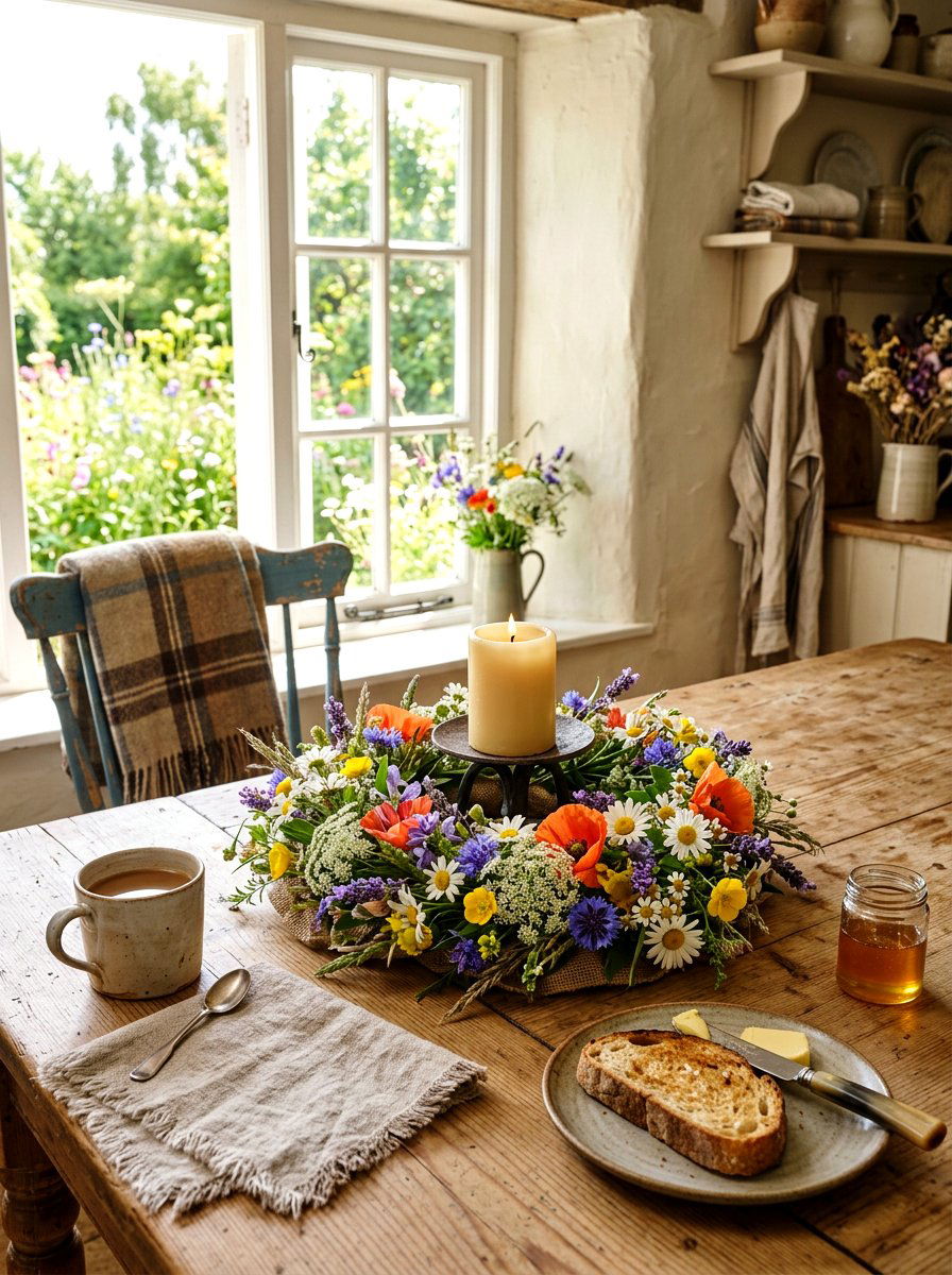 Wildflower candle ring - 25 Spring Candle Ring Ideas