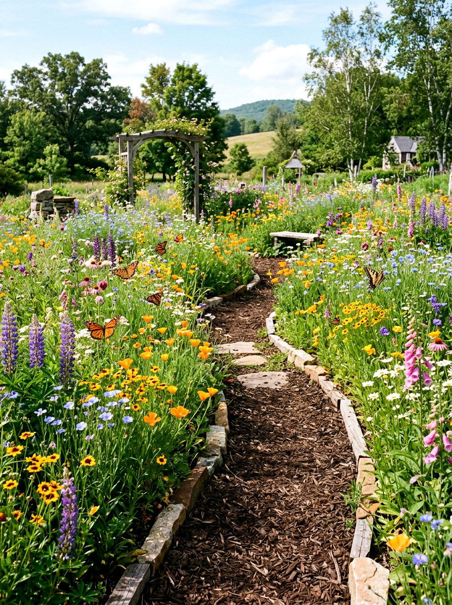 Wildflower garden path - 25 Spring Entryway Walkway Ideas