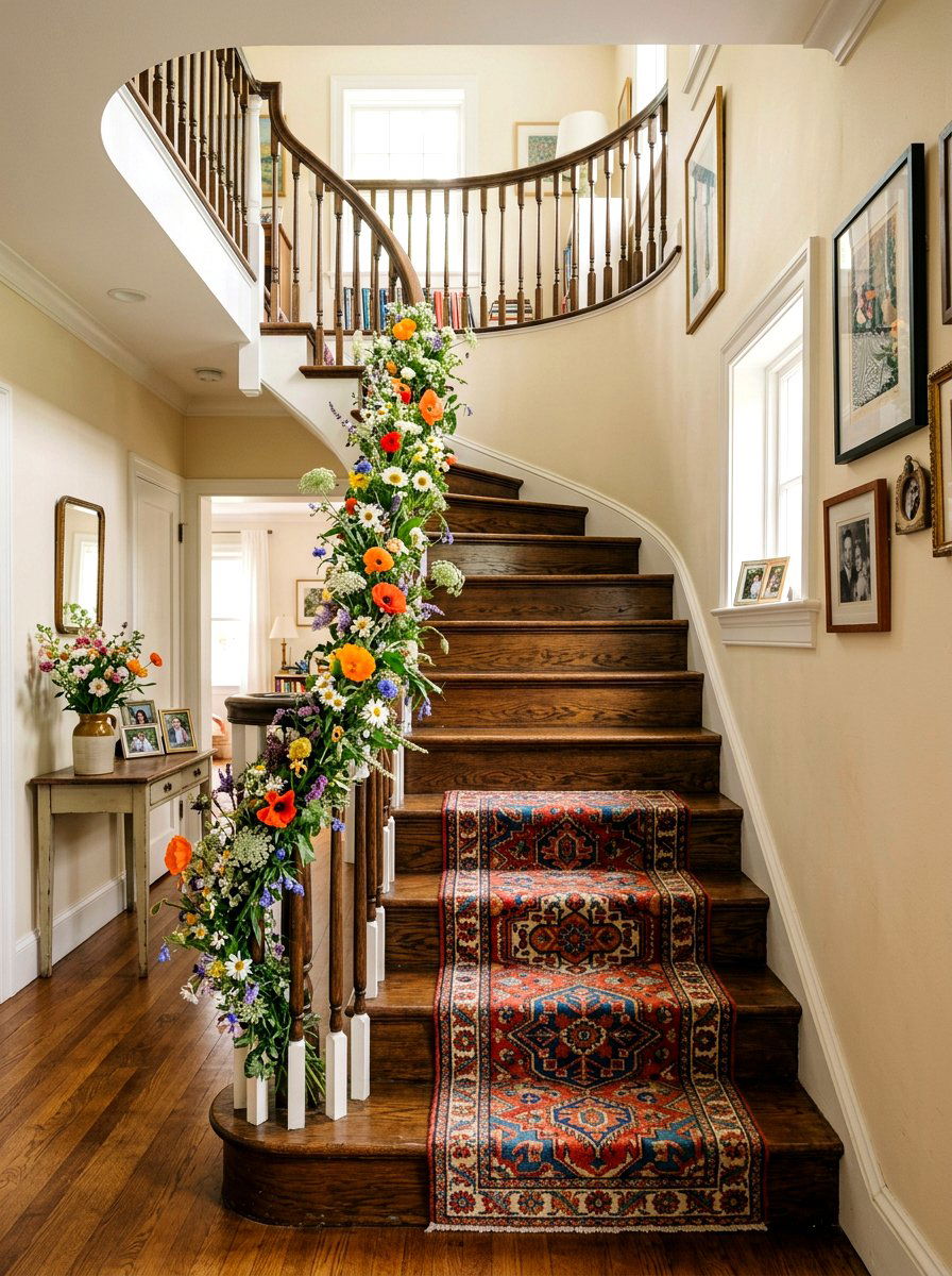 Wildflower garland - 25 Spring Staircase Garland Ideas