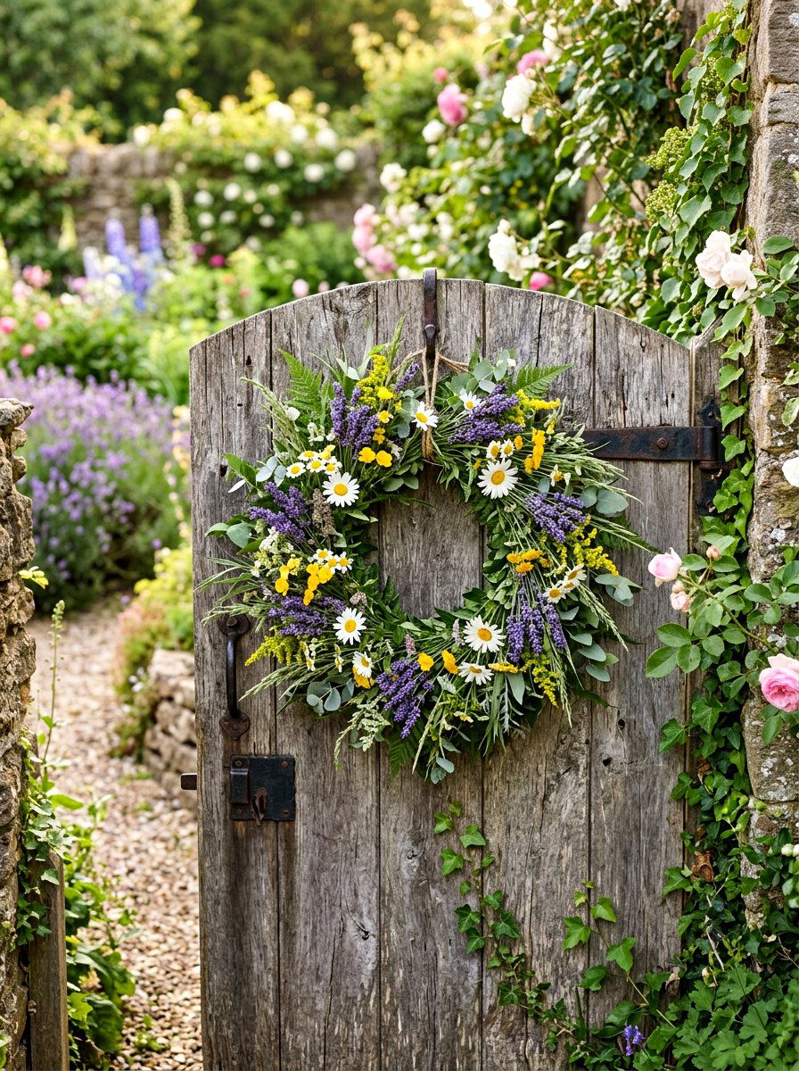 Wildflower lavender wreath - 25 Spring Lavender Wreath Ideas