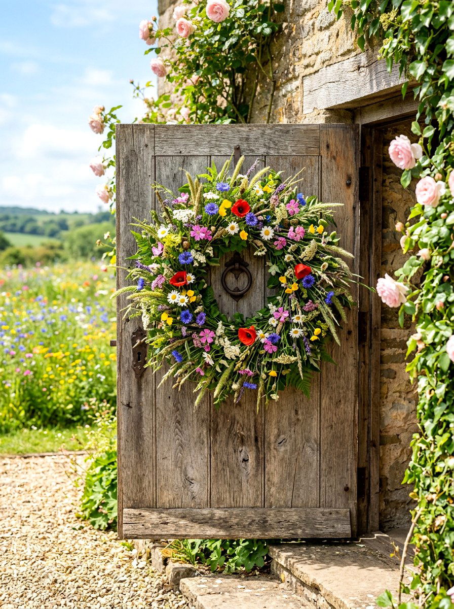 Wildflower wreath - 25 Spring Wreath Craft Ideas