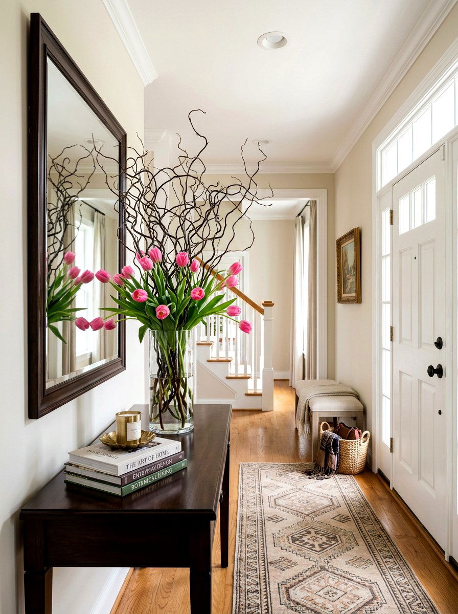 Willow And Tulip Arrangement - 25 Spring Curly Willow Branch Ideas