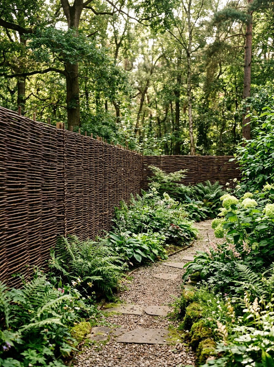 Willow hurdle screen - 25 Spring Garden Fence Decor Ideas