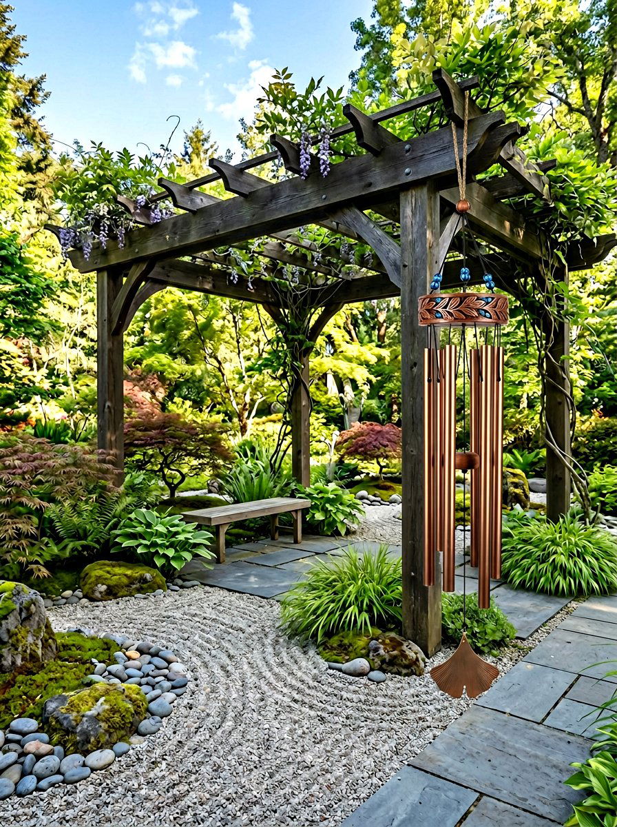Wind Chimes - 25 Spring Pergola Decor Ideas