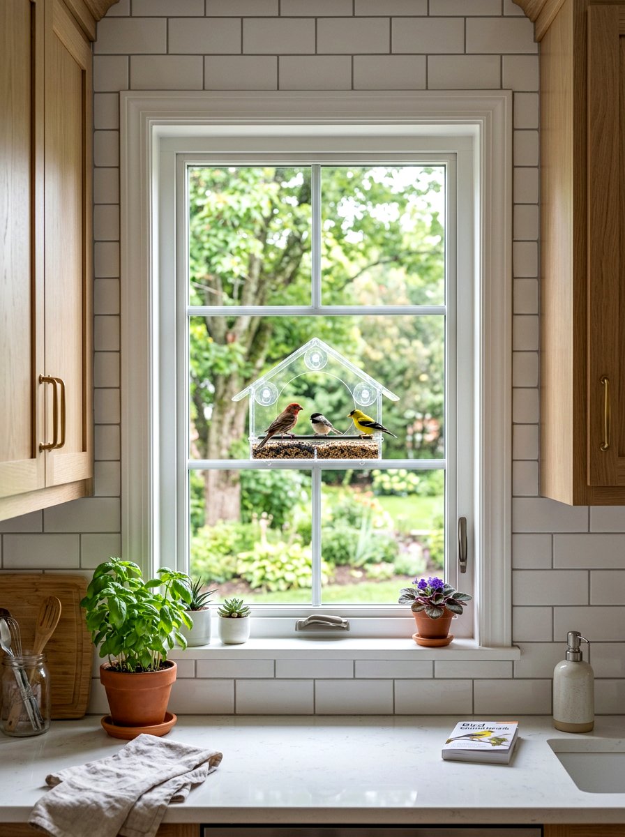 Window Bird Feeder - 25 Spring Window Decor Ideas