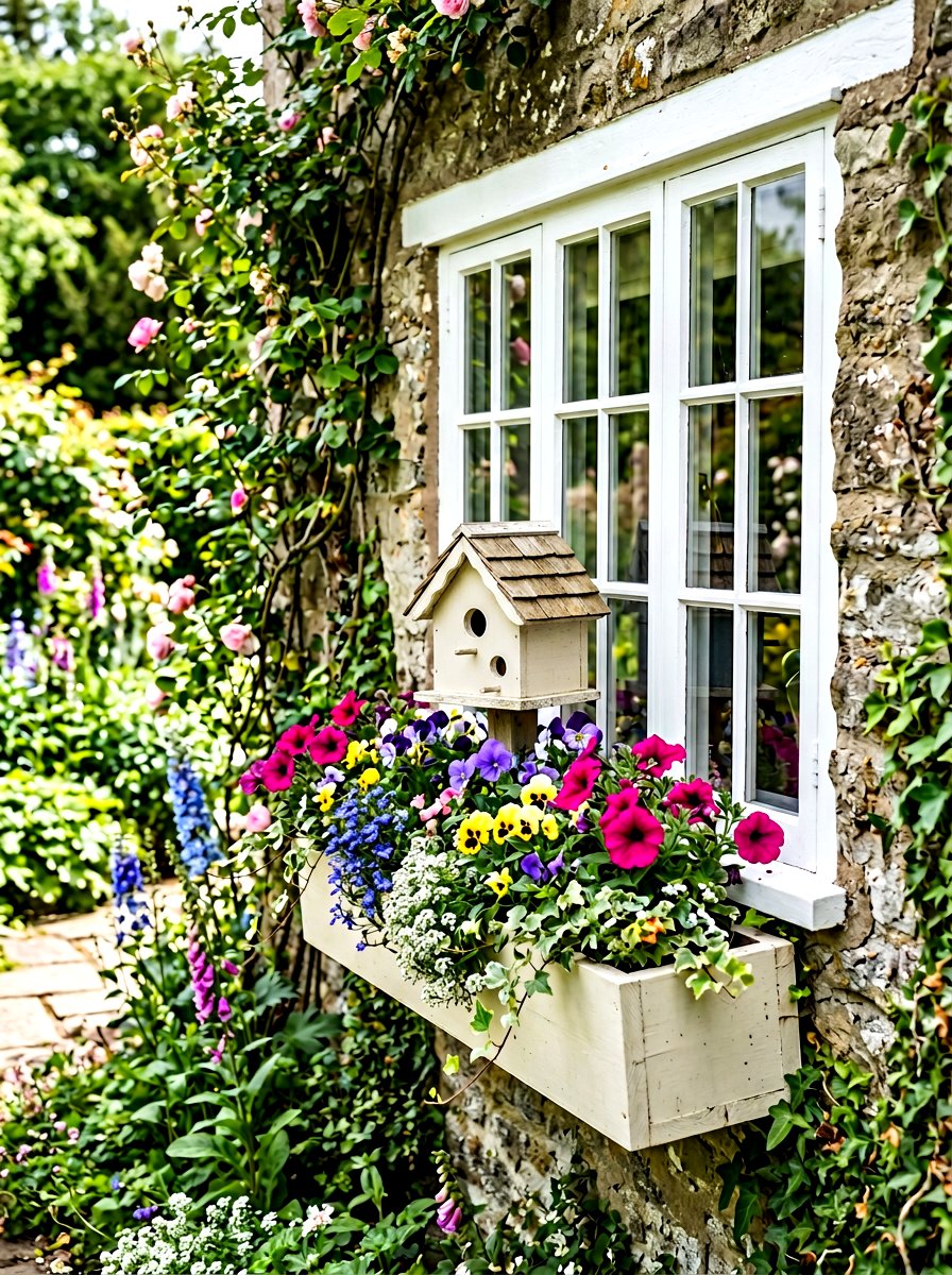 Window Box Birdhouse - 25 Spring Birdhouse Decor Ideas