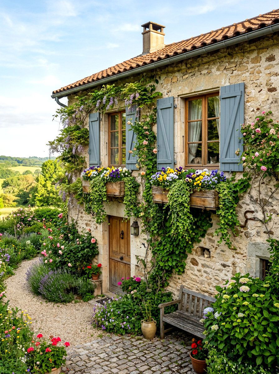 Window Box Facade - 25 Spring French Country Decor Ideas