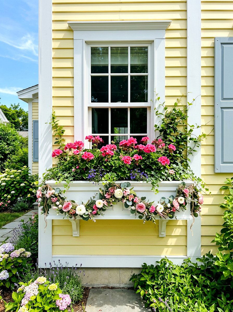 Window Box Floral Border - 25 Spring Floral Garland Ideas
