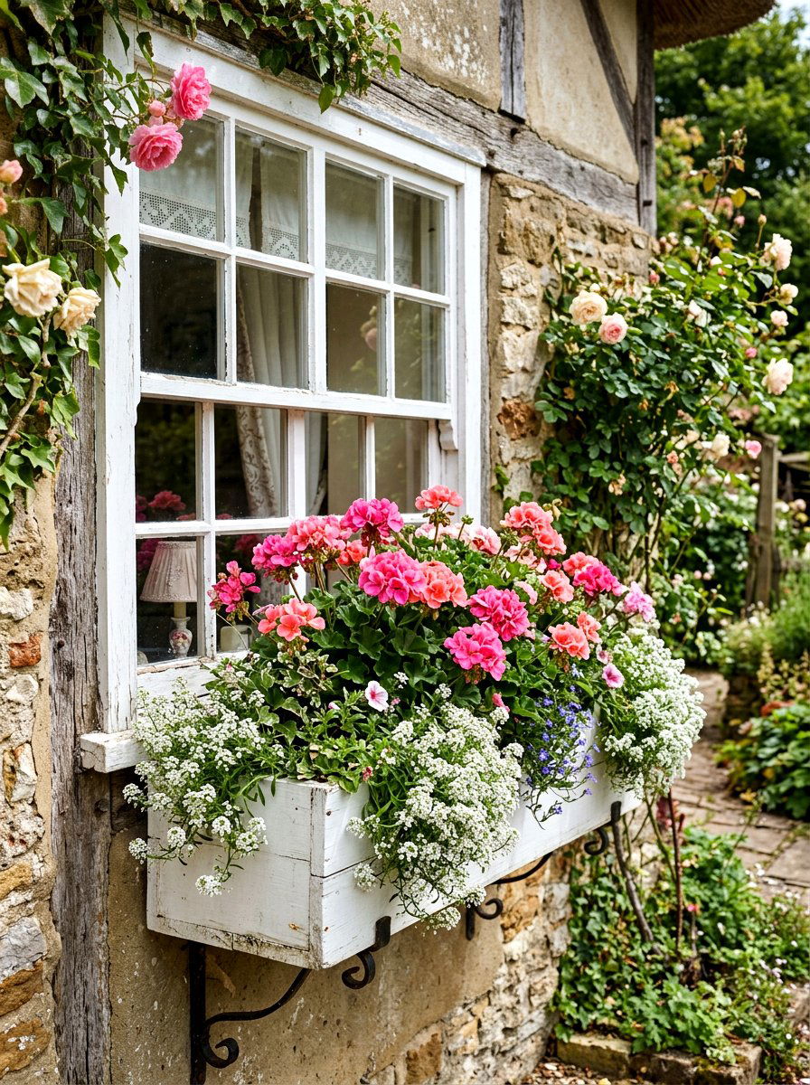Window Box Flower Arrangement - 25 Spring Planter Decorating Ideas