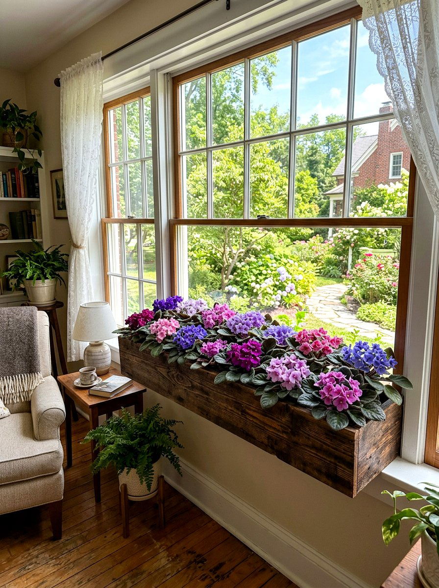 Window Box Indoor - 25 Spring African Violet Display Ideas