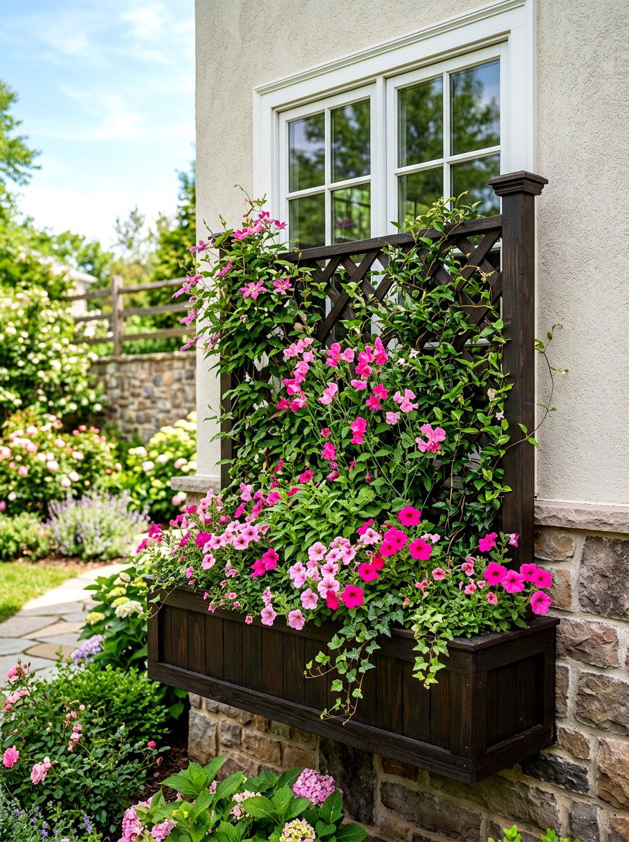 Window Box Trellis - 25 Spring Trellis Decor Ideas