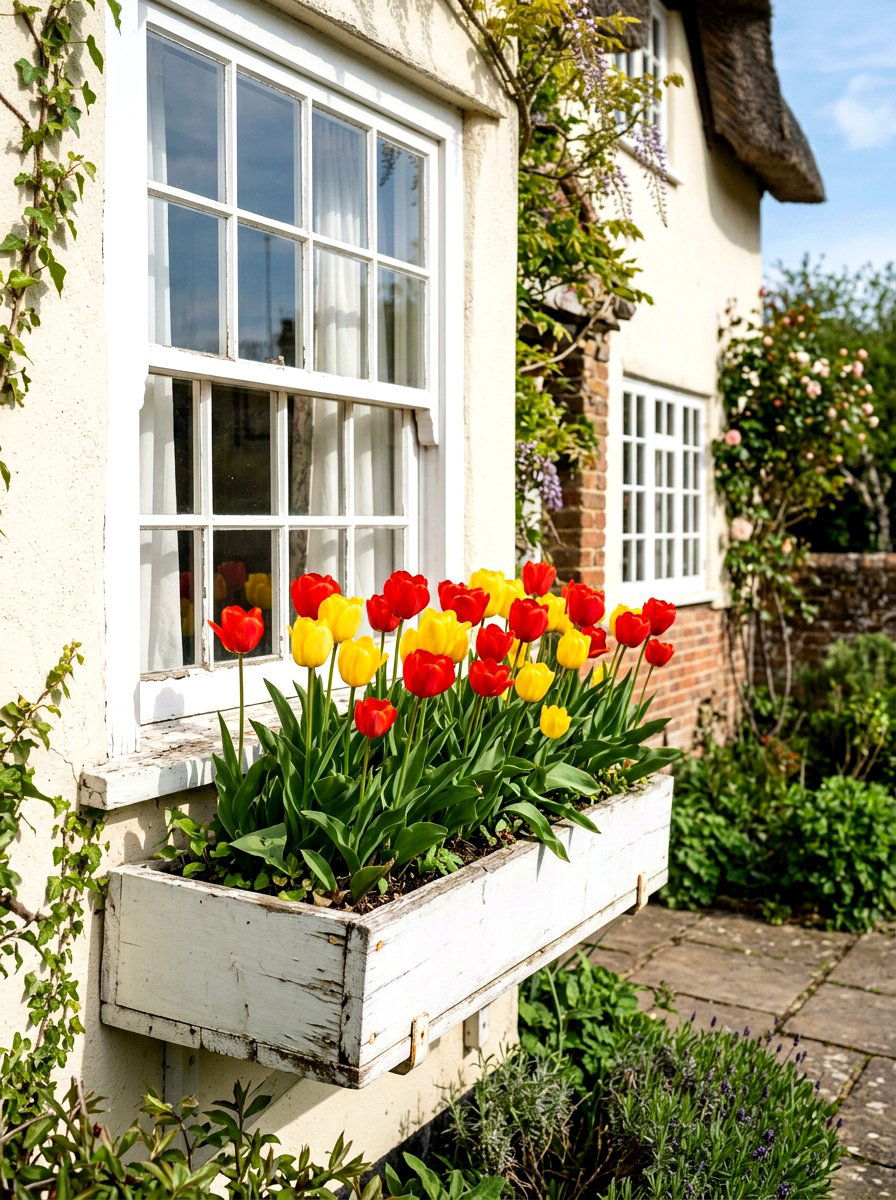 Window Box With Tulips - 25 Spring Planter Box Ideas