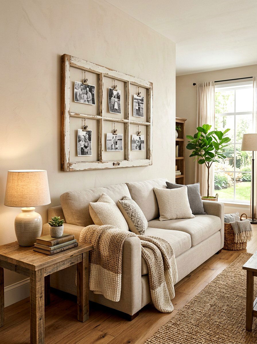 Window Frame Wall Decor - 25 Spring Upcycled Furniture Ideas