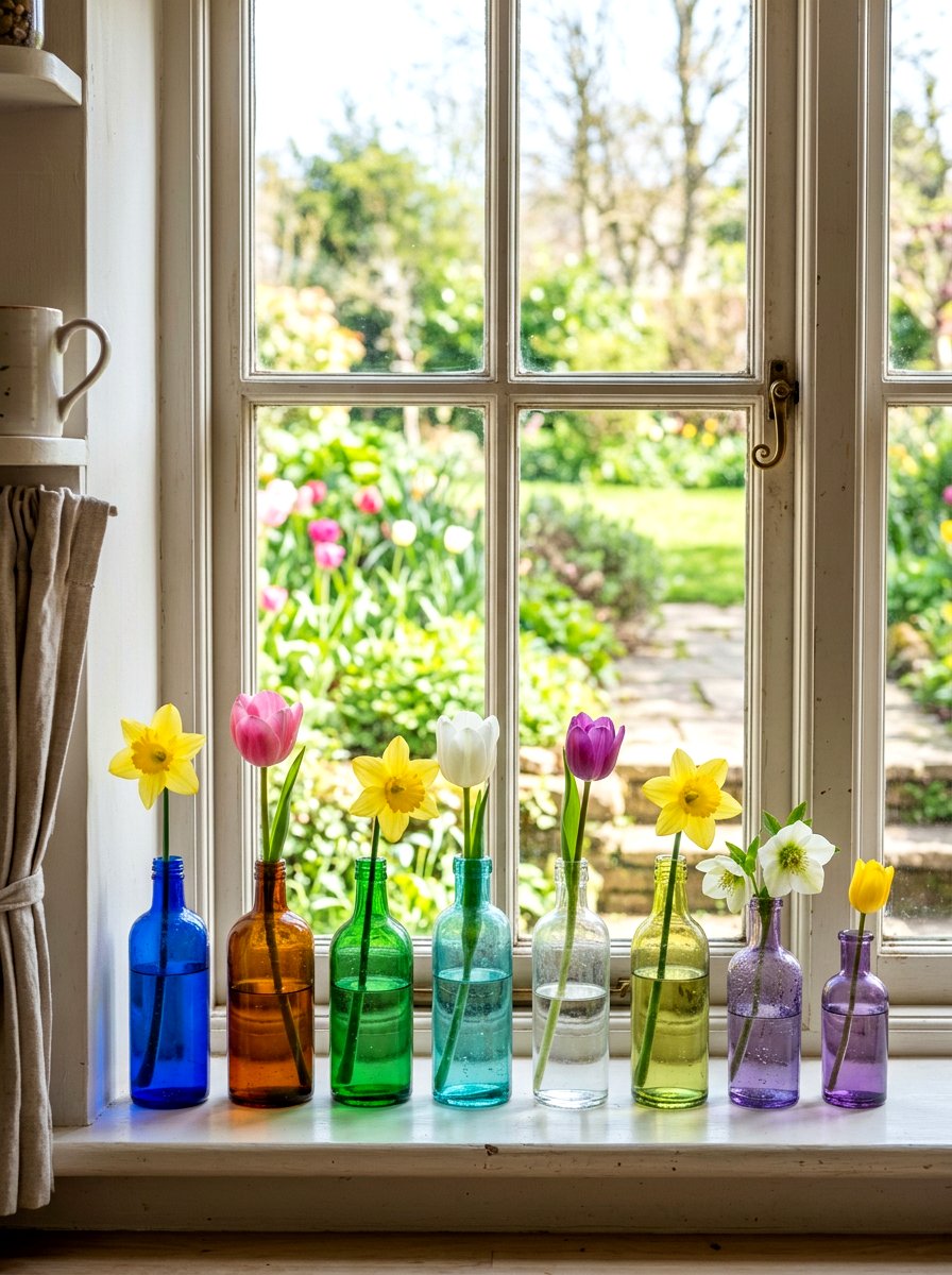 Window Sill Flower Display - 25 Spring Vignette Ideas