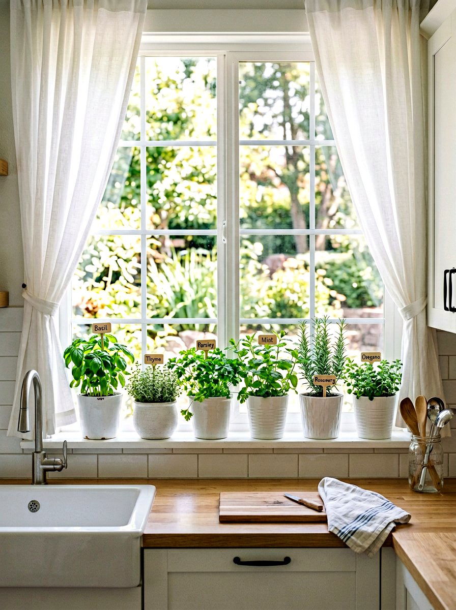 Window Sill Herb Garden - 25 Spring Kitchen Herb Garden Ideas