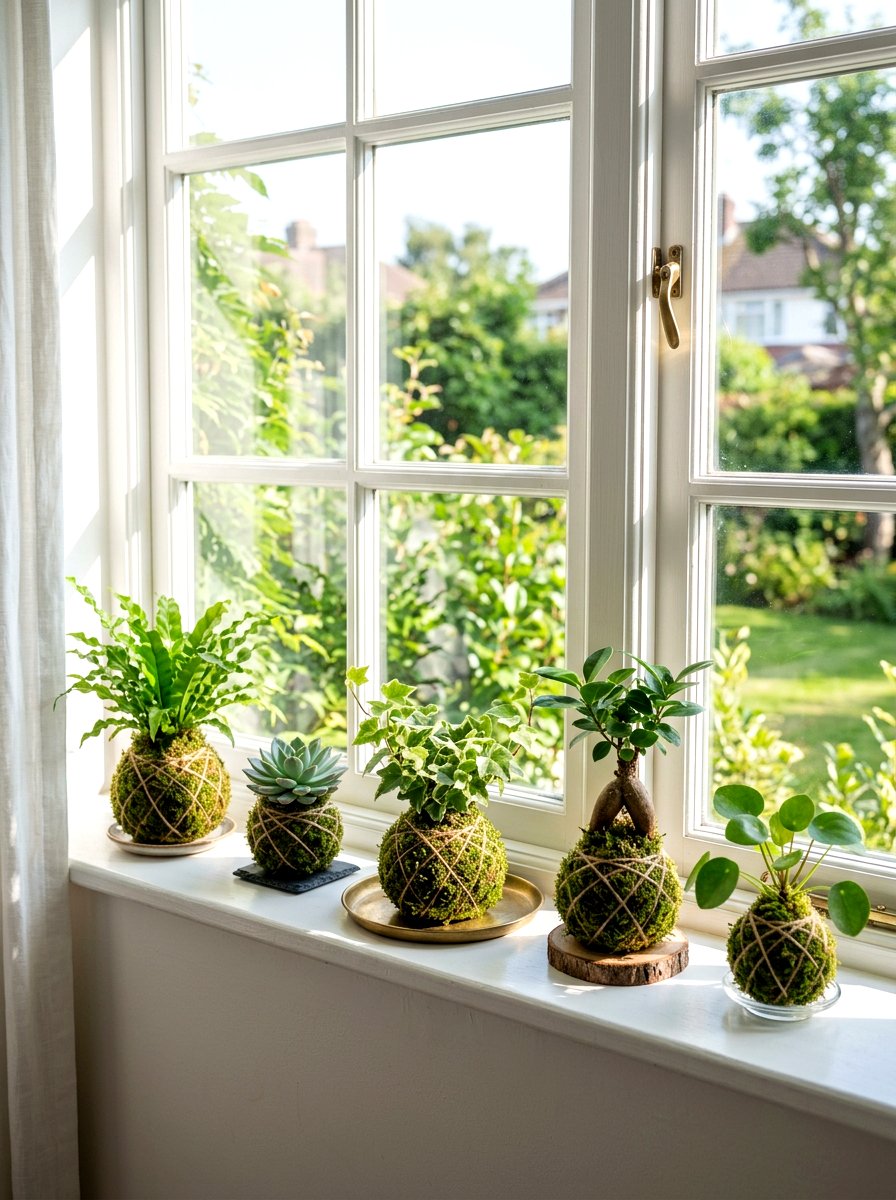 Window Sill Kokedama Garden - 25 Spring Kokedama Ideas