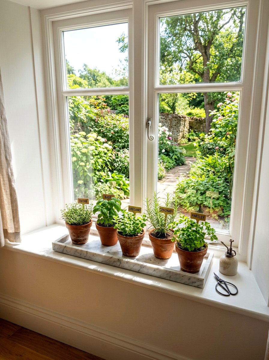 Window Sill Marble Tray - 25 Spring Marble Tray Decor Ideas