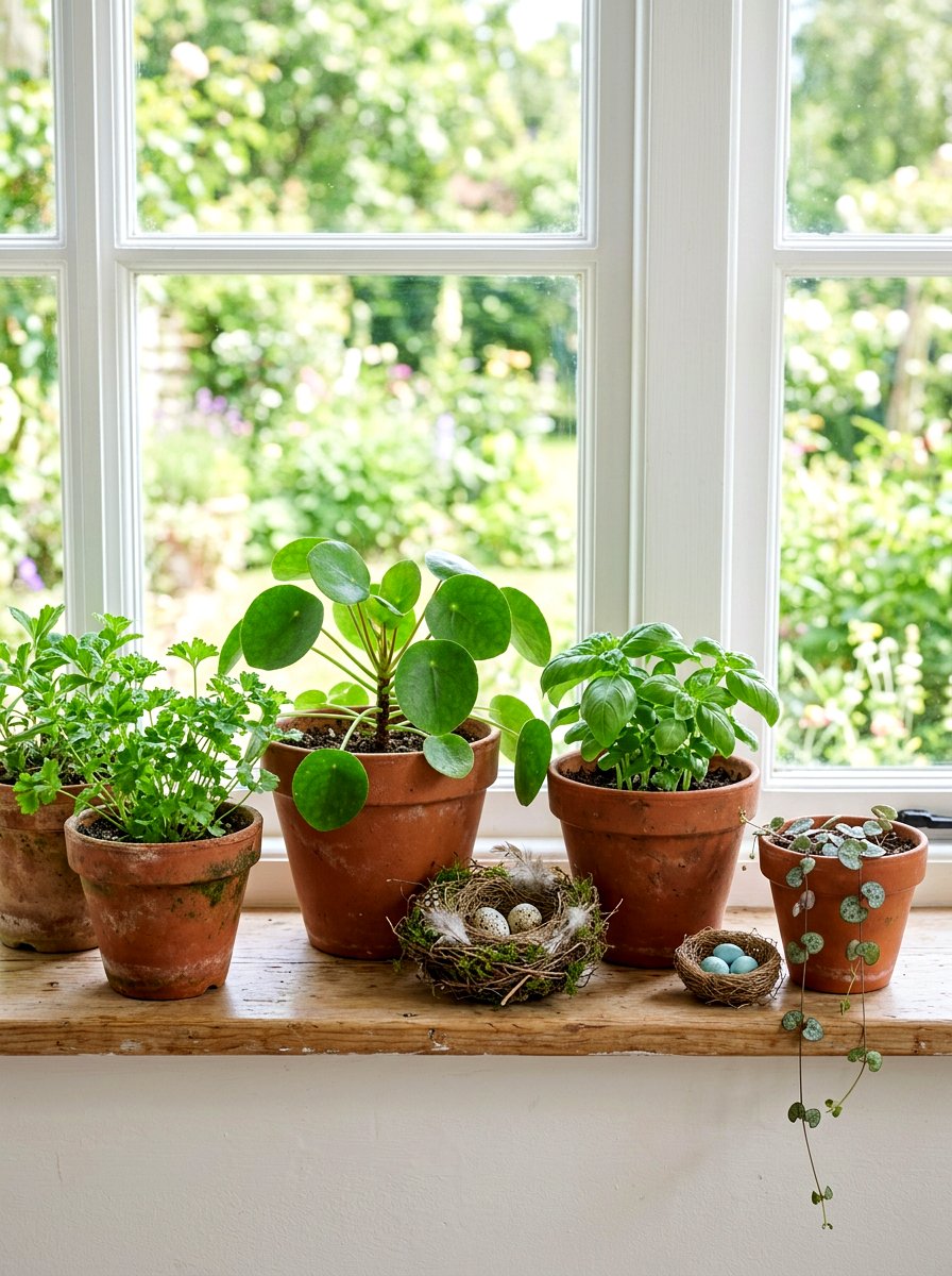Window Sill Plant Arrangement - 25 Spring Nest Decor Ideas