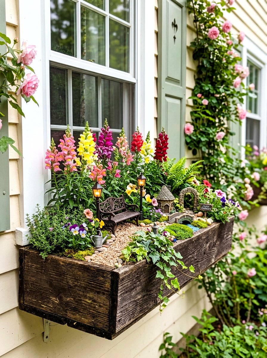 Window box fairy garden - 25 Spring Fairy Garden Ideas