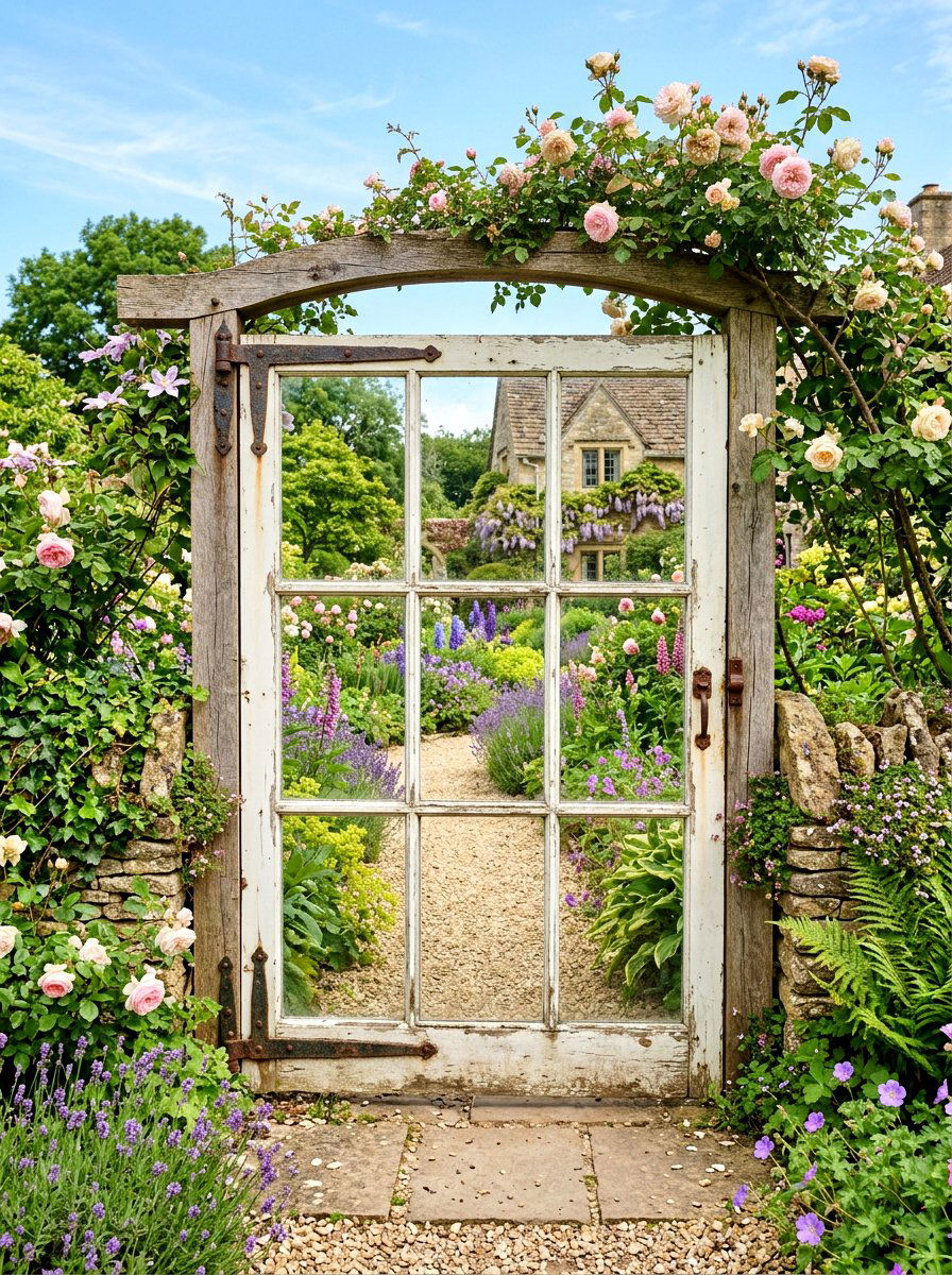 Window frame garden gate - 25 Spring Garden Gate Decor Ideas