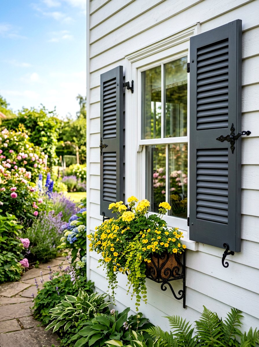Window shutter decor - 25 Spring Front Yard Decor Ideas