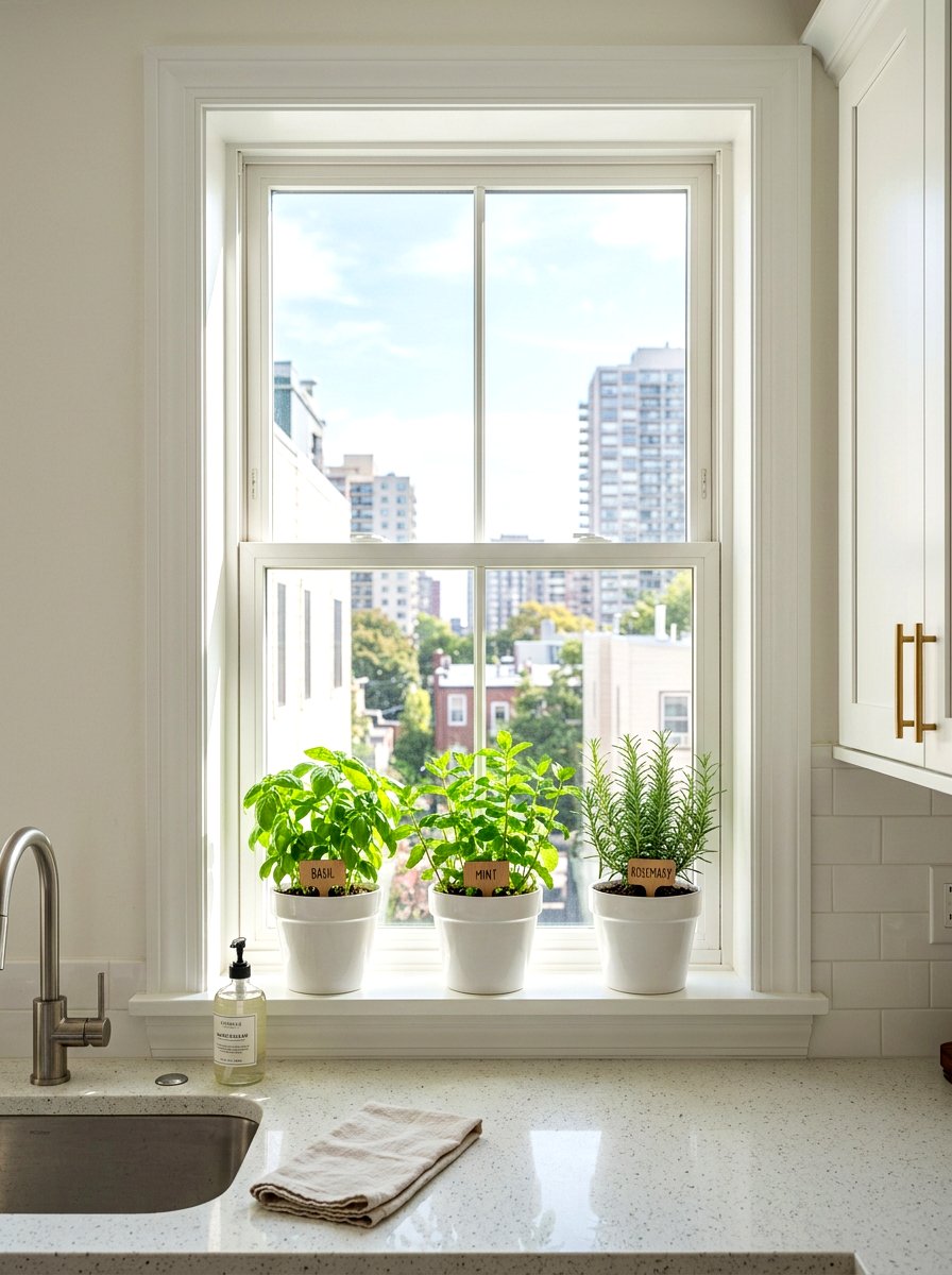 Windowsill Herb Garden - 25 Spring Condo Decor Ideas