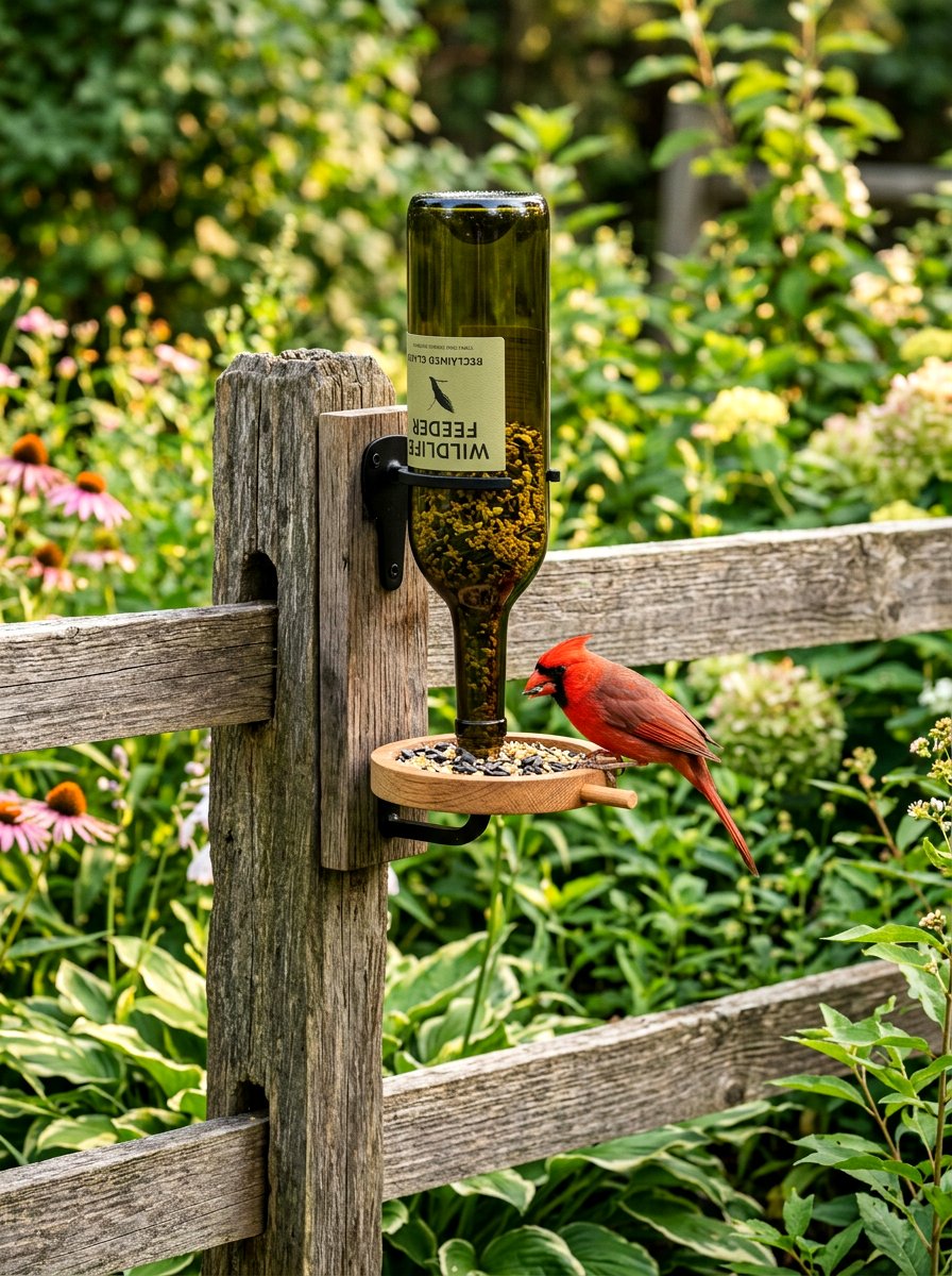 Wine Bottle Bird Feeder - 25 Spring DIY Bird Feeder Ideas