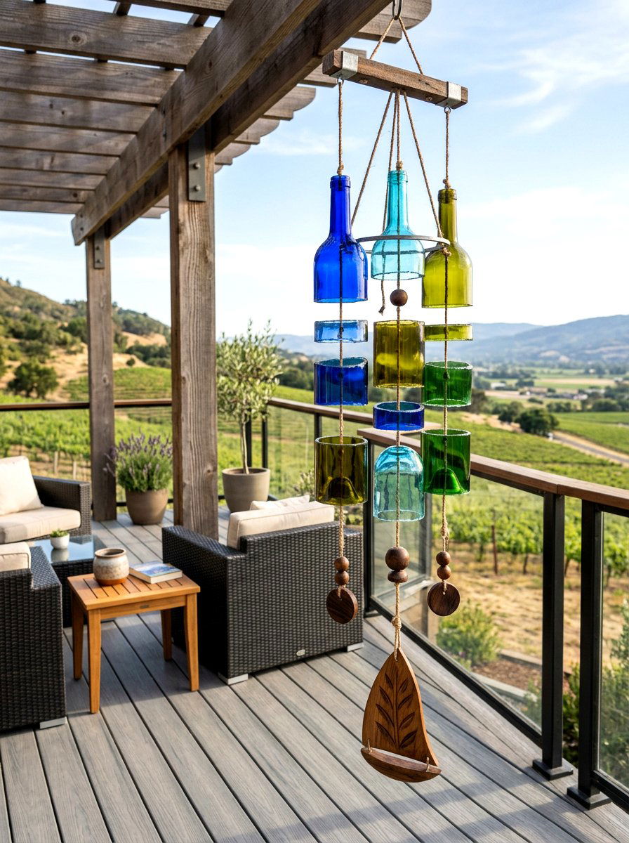 Wine bottle wind chime - 25 Spring DIY Wind Chime Ideas