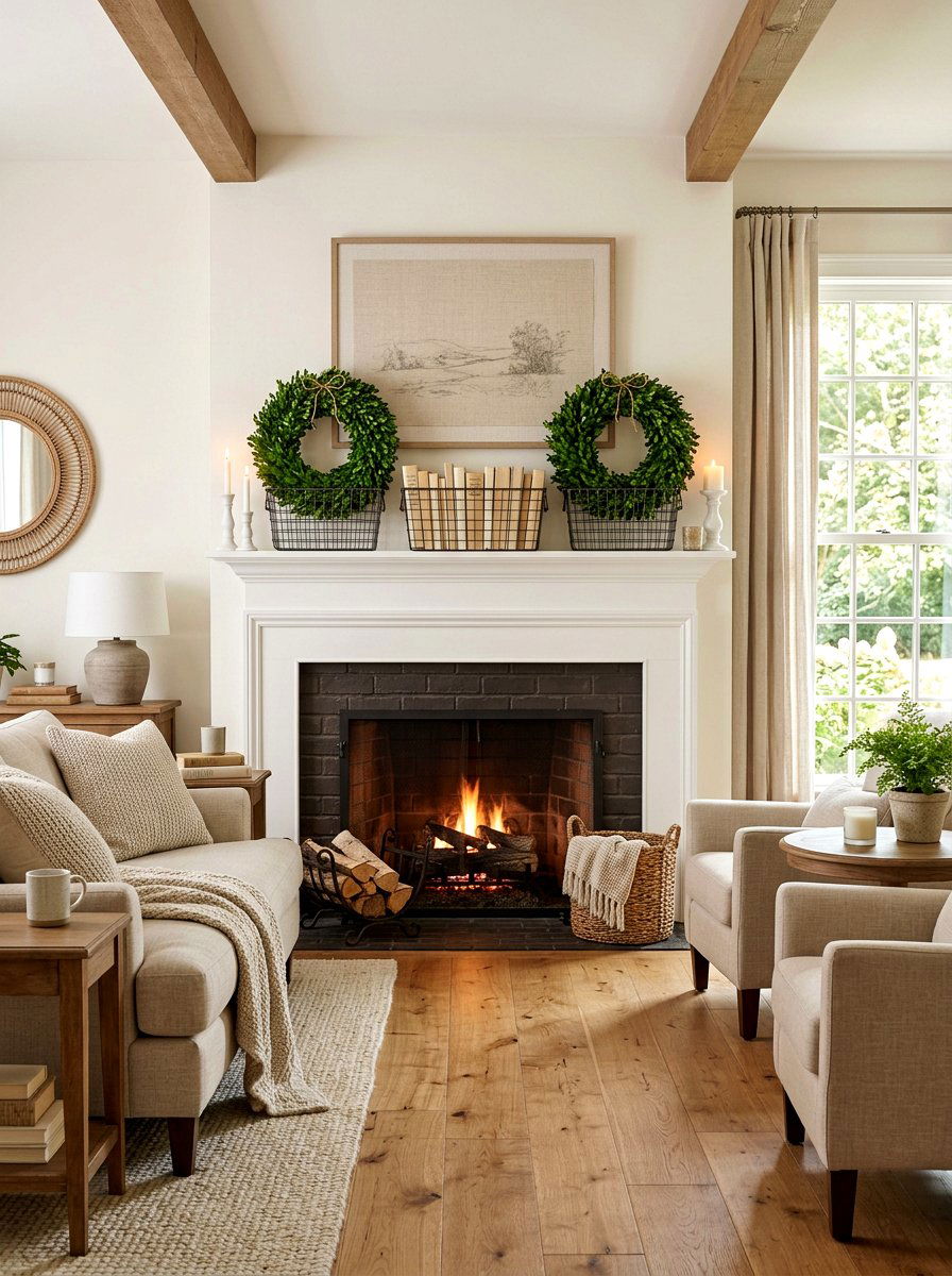 Wire Basket Fireplace Mantel - 25 Spring Wire Basket Decor Ideas