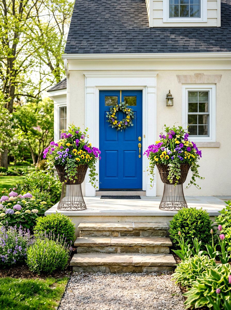 Wire Basket Front Porch Flowers - 25 Spring Wire Basket Decor Ideas