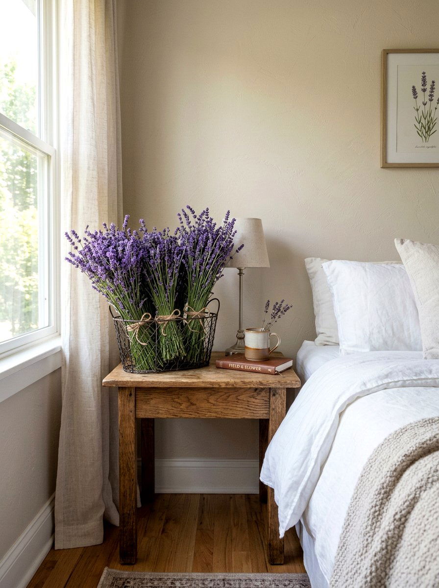 Wire Basket Lavender Bunch - 25 Spring Wire Basket Decor Ideas