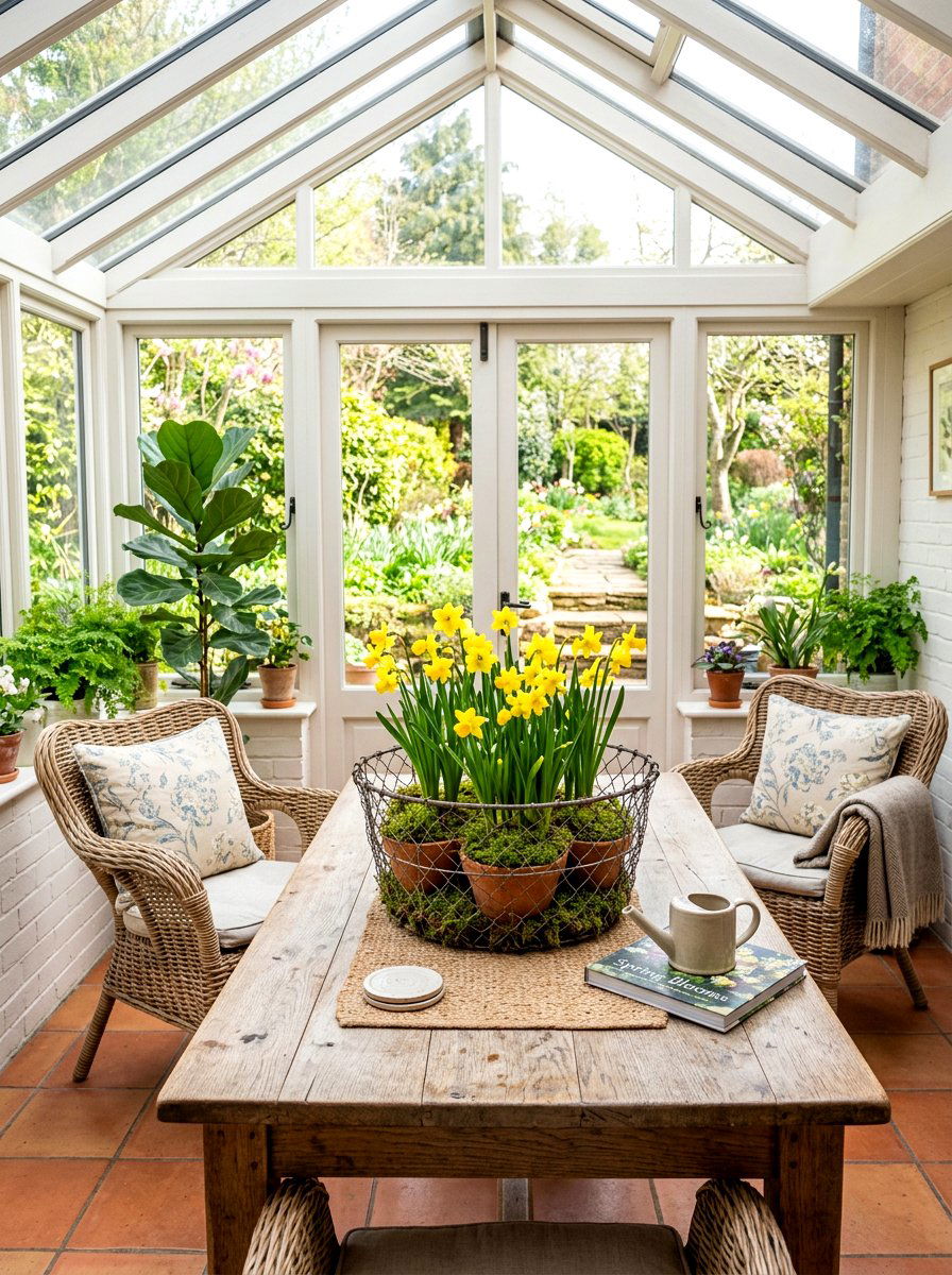 Wire Basket Potted Daffodils - 25 Spring Wire Basket Decor Ideas