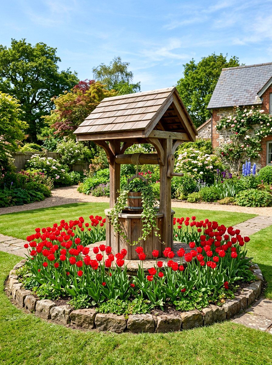 Wishing Well Planter - 25 Spring Wooden Garden Decor Ideas