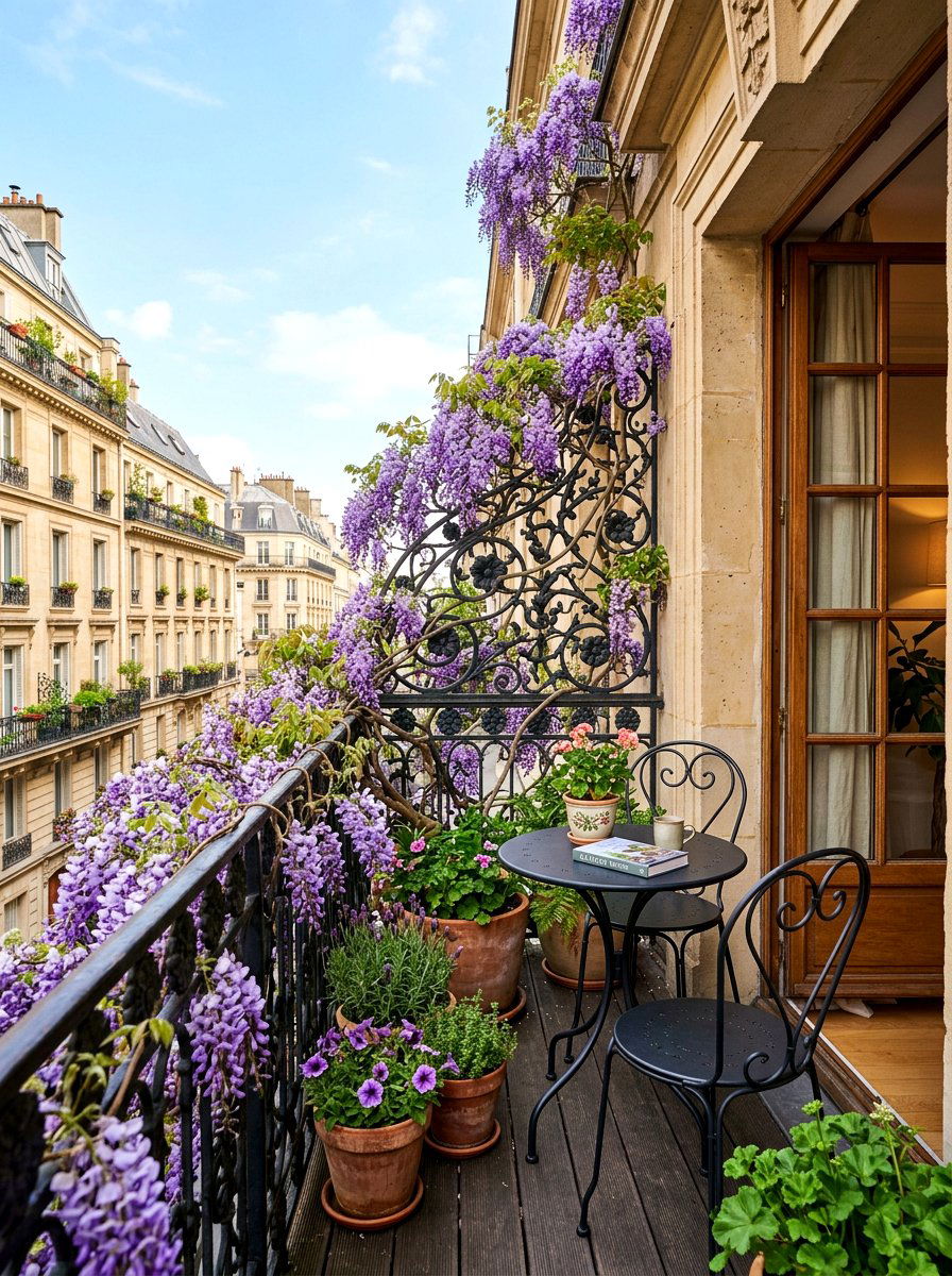 Wisteria Balcony Railing - 25 Spring Wisteria Ideas