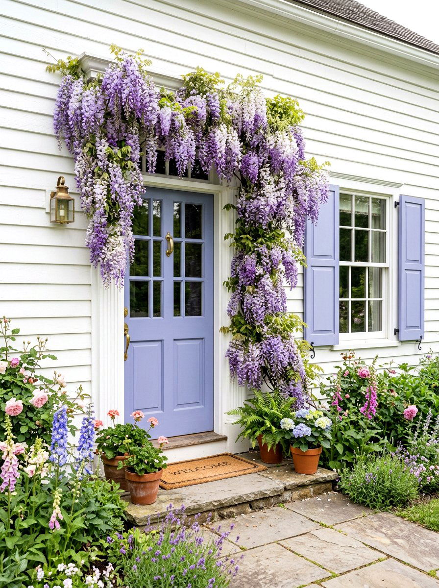 Wisteria Door Garland - 25 Spring Door Garland Ideas