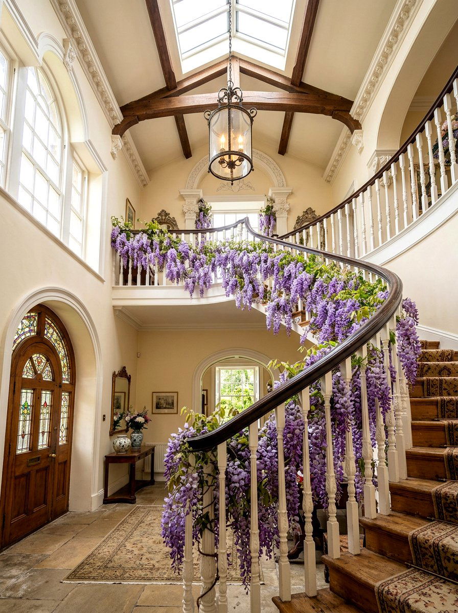 Wisteria Hanging Garland - 25 Spring Banister Garland Ideas