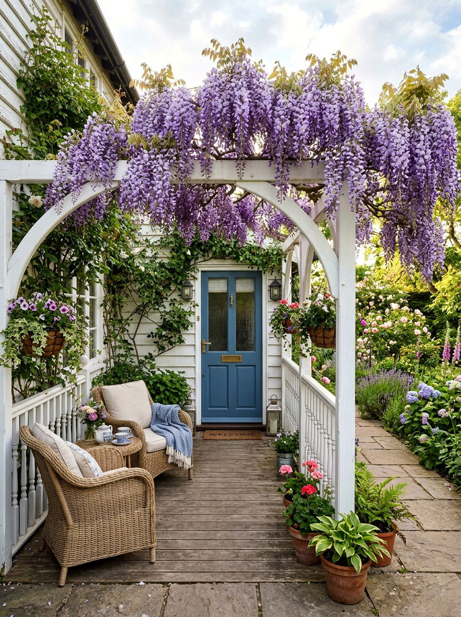 Wisteria Hanging Porch Arch - 25 Spring Arch Decor Ideas