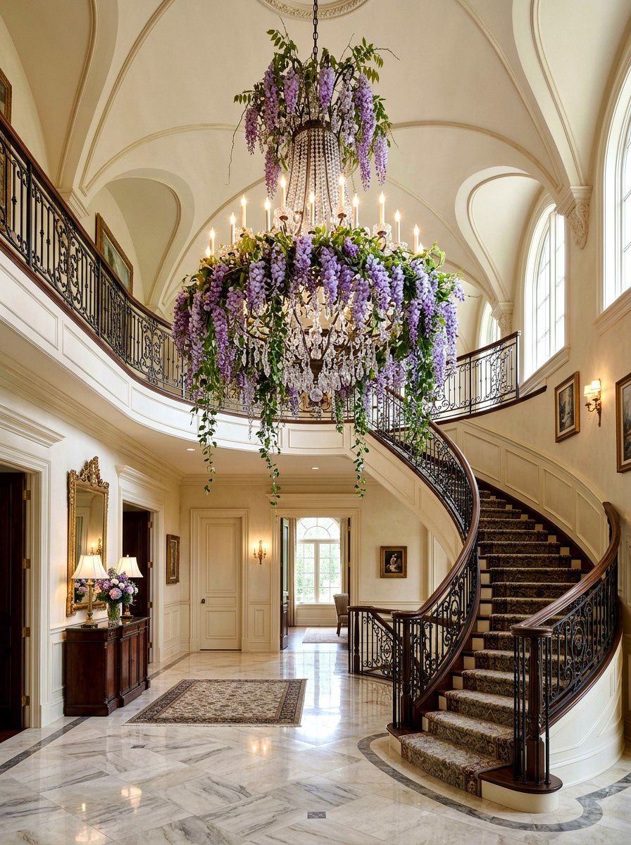 Wisteria Hanging Vine - 25 Spring Chandelier Wreath Ideas