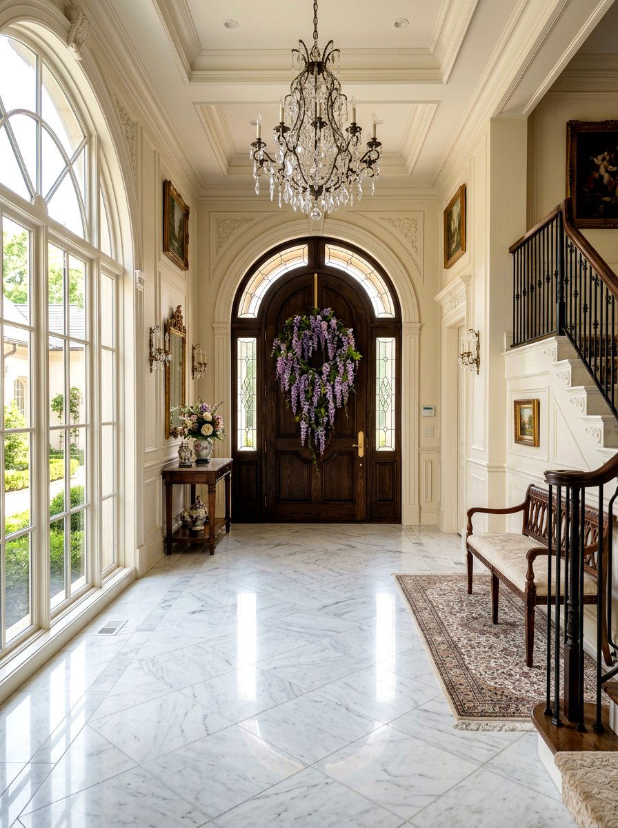 Wisteria Hanging Wreath - 25 Spring Asymmetrical Wreath Ideas