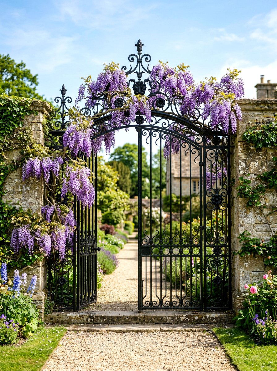 Wisteria Iron Gate - 25 Spring Wisteria Ideas