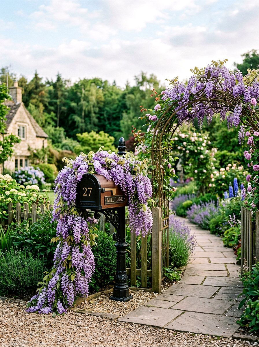 Wisteria Mailbox Swag - 25 Spring Mailbox Swag Ideas