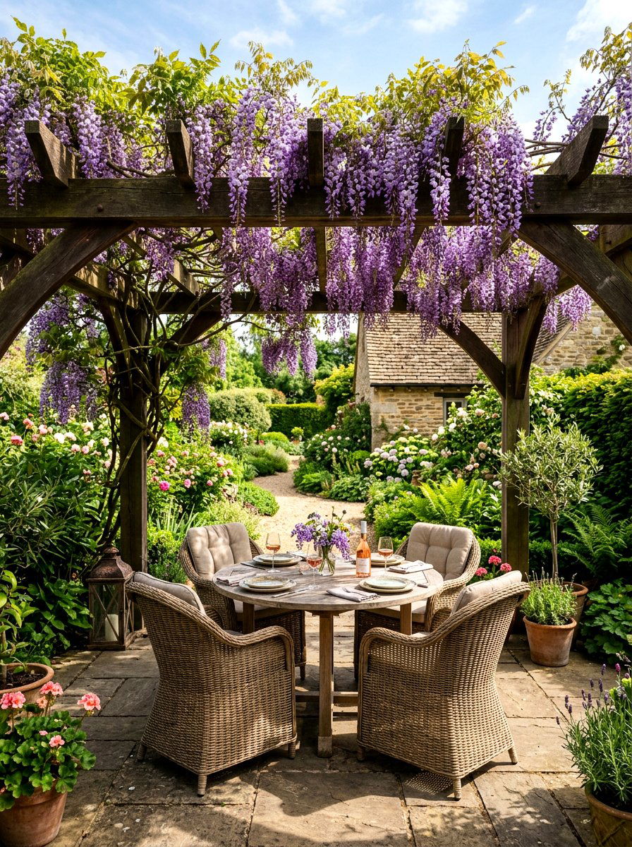 Wisteria Pergola Design - 25 Spring Flowering Plant Ideas