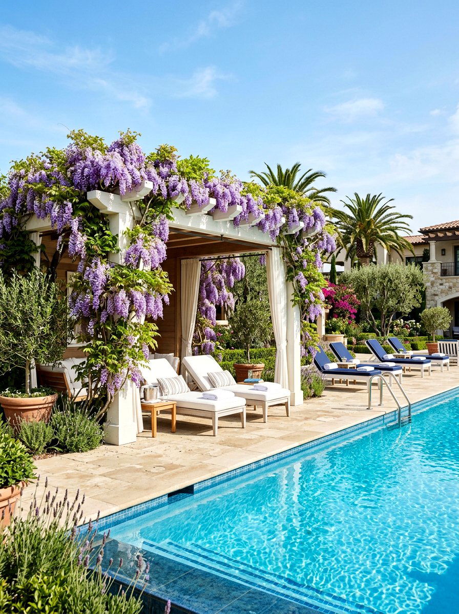 Wisteria Pool Cabana - 25 Spring Wisteria Ideas