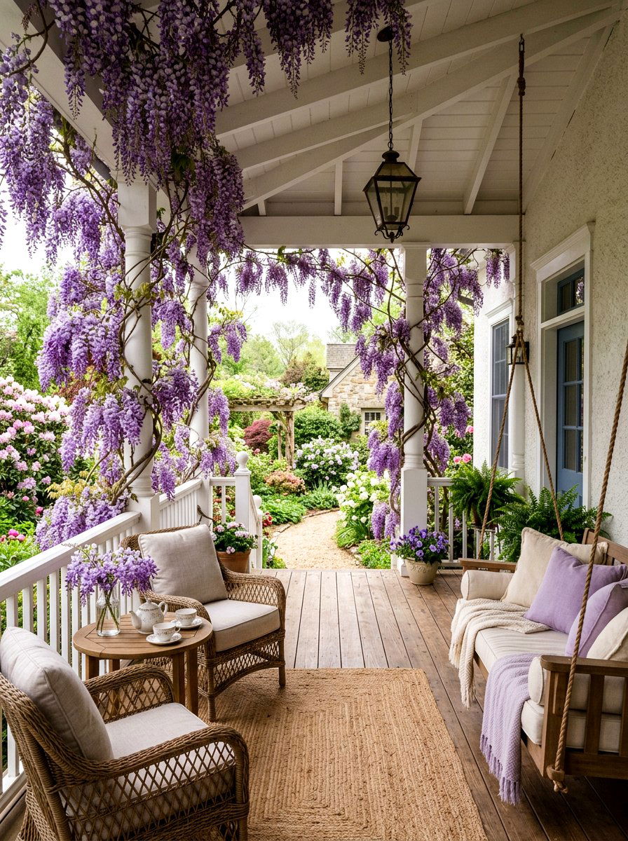 Wisteria Vine Column Wrap - 25 Spring Porch Column Decor Ideas