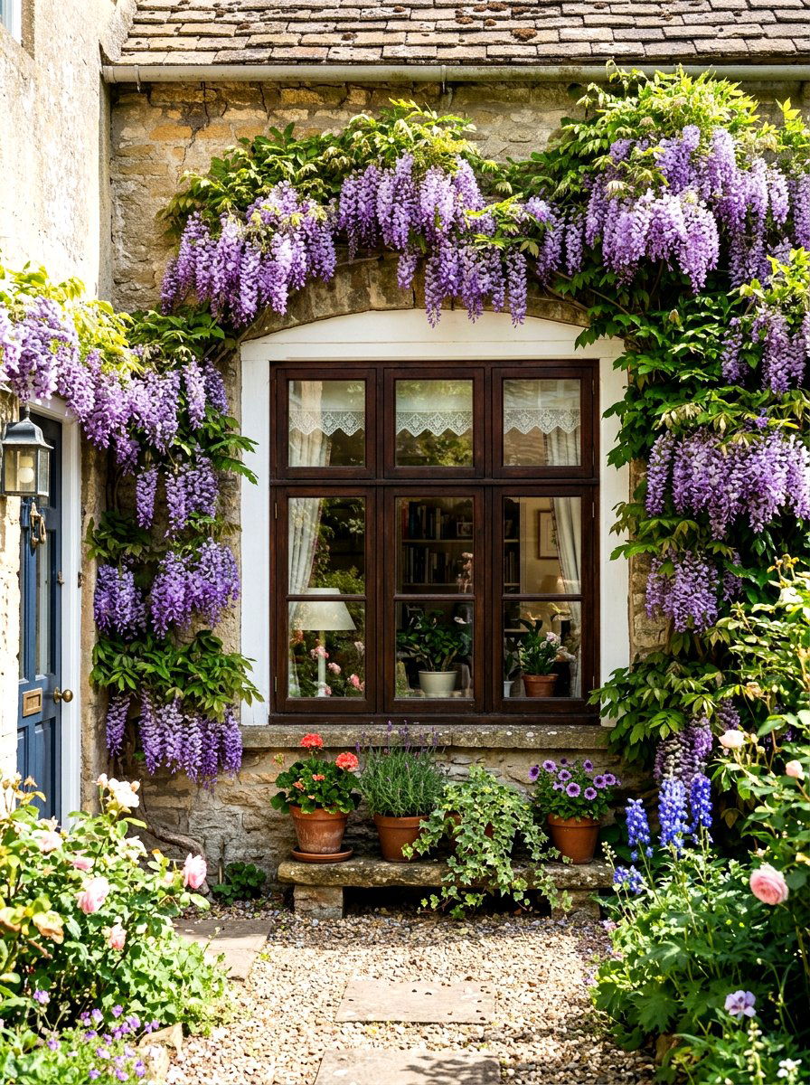 Wisteria Window Frame - 25 Spring Wisteria Ideas