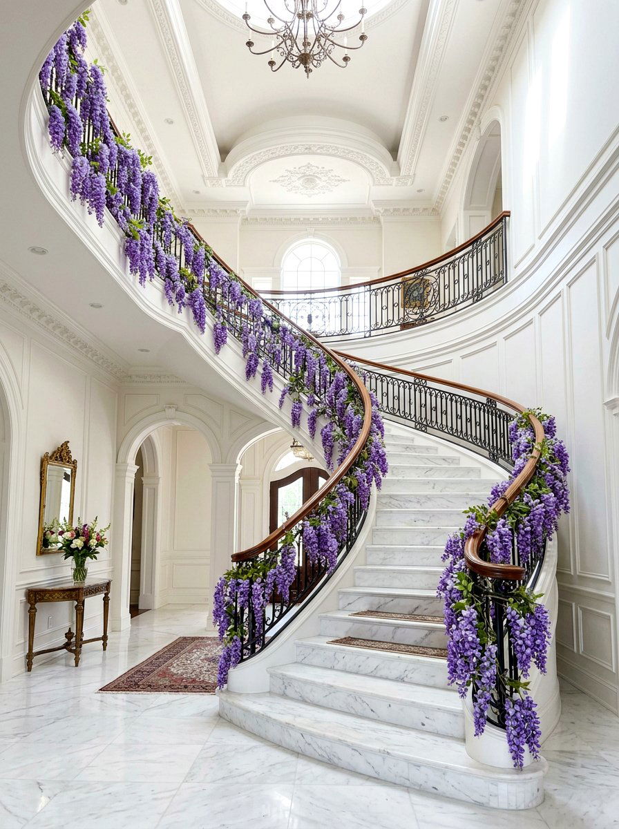 Wisteria garland - 25 Spring Staircase Garland Ideas