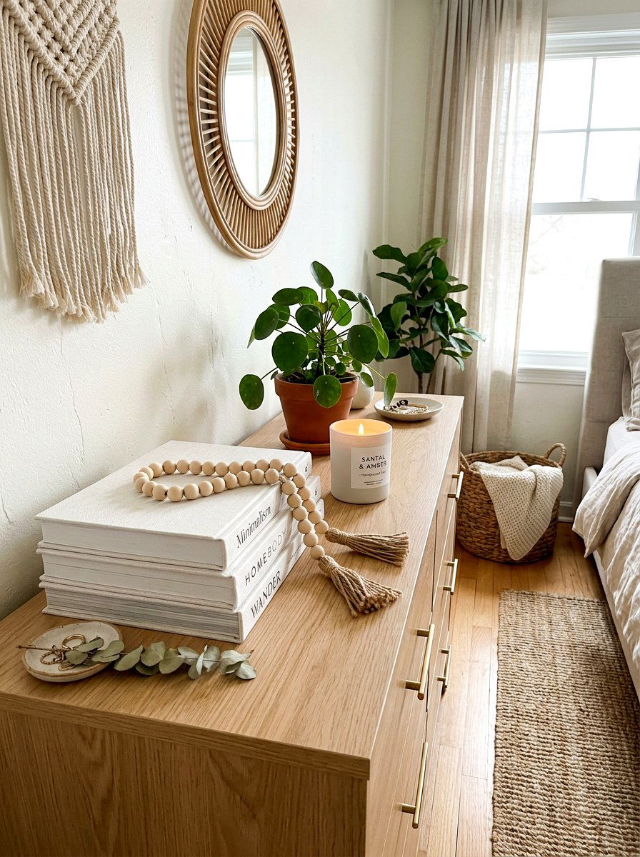 Wood Bead Garland - 25 Spring Dresser Top Decor Ideas