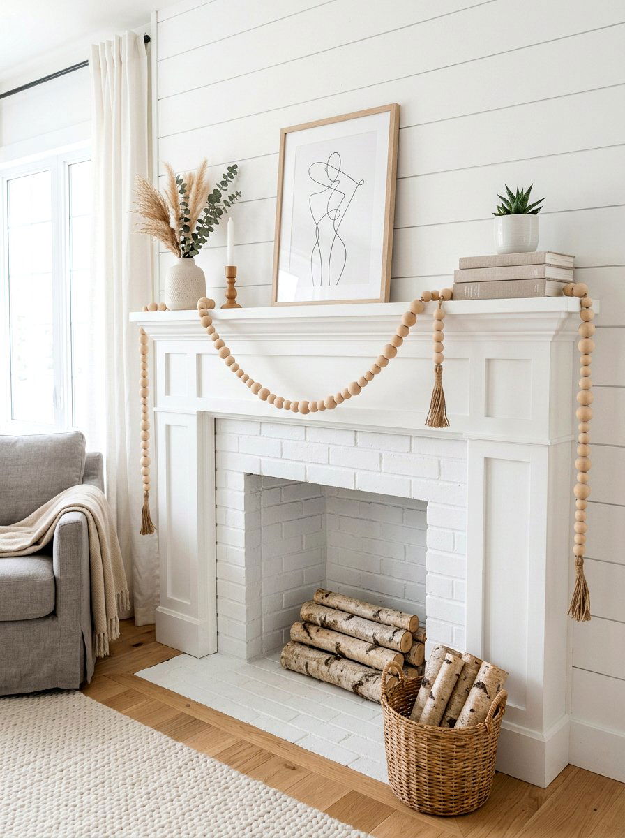 Wood Bead Garland - 25 Spring Mantel Decor Ideas