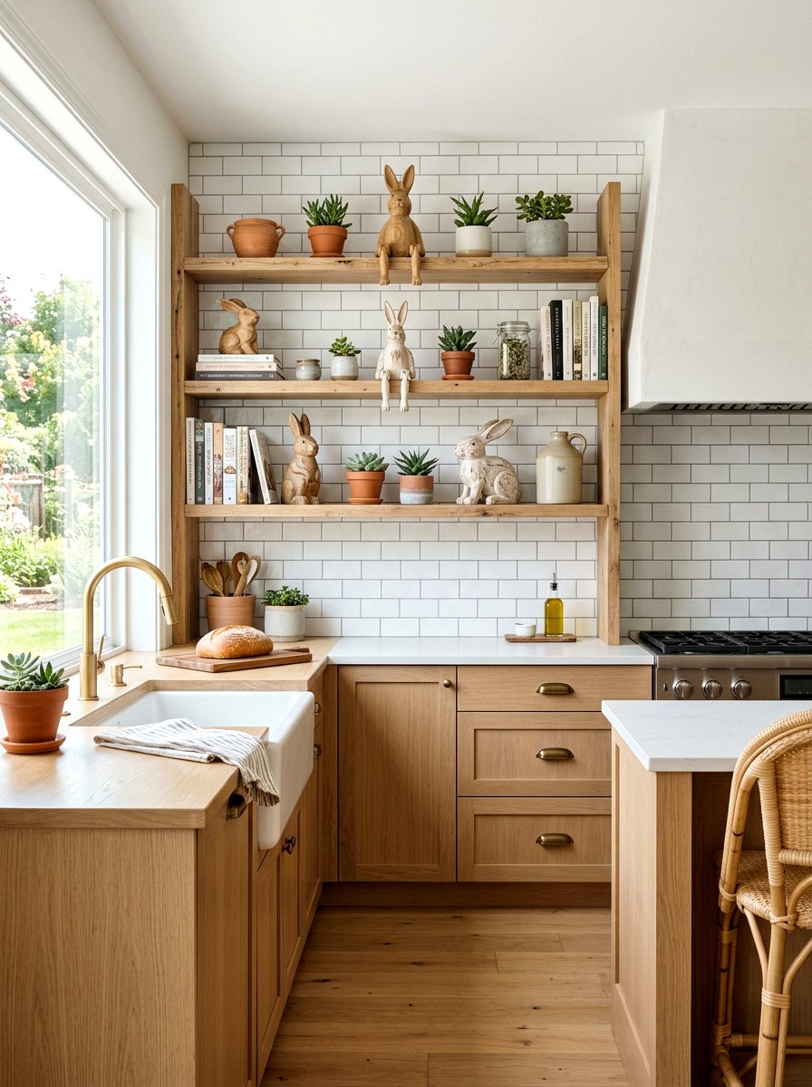 Wood Bunny Shelf Sitter - 25 Spring Bunny Decor Ideas